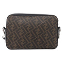 FENDI Zucca Canvas Diagonal Camera Case Bag PVC Brown Black Auth 198702V-2