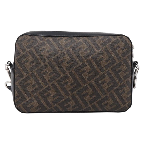 FENDI Zucca Canvas Diagonal Camera Case Bag PVC Brown Black Auth 198702V
