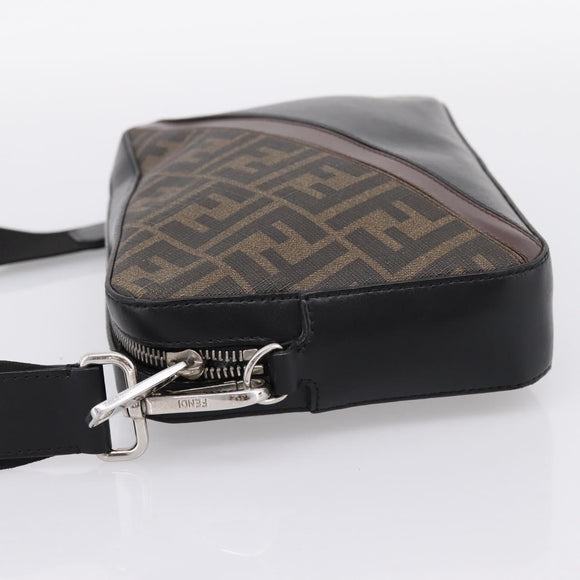 FENDI Zucca Canvas Diagonal Camera Case Bag PVC Brown Black Auth 198702V