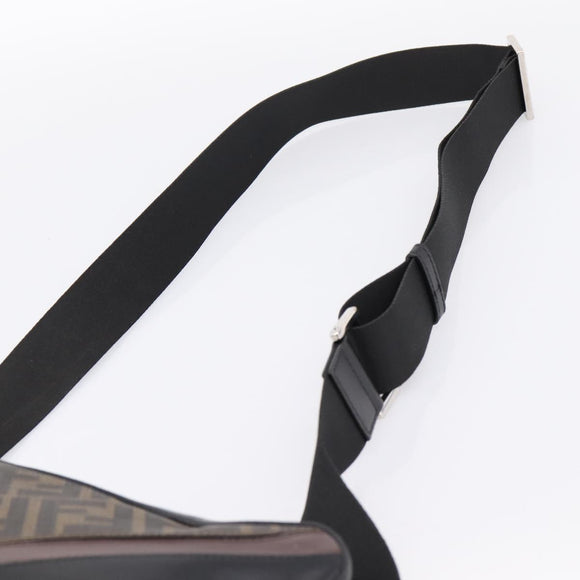 FENDI Zucca Canvas Diagonal Camera Case Bag PVC Brown Black Auth 198702V