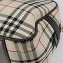 BURBERRY Nova Check Hand Bag Canvas Beige Silver Auth 198703A-15