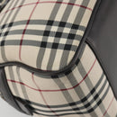 BURBERRY Nova Check Hand Bag Canvas Beige Silver Auth 198703A-16
