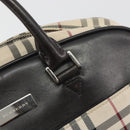 BURBERRY Nova Check Hand Bag Canvas Beige Silver Auth 198703A-10