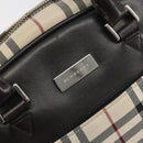 BURBERRY Nova Check Hand Bag Canvas Beige Silver Auth 198703A-17