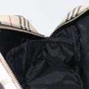 BURBERRY Nova Check Hand Bag Canvas Beige Silver Auth 198703A-20