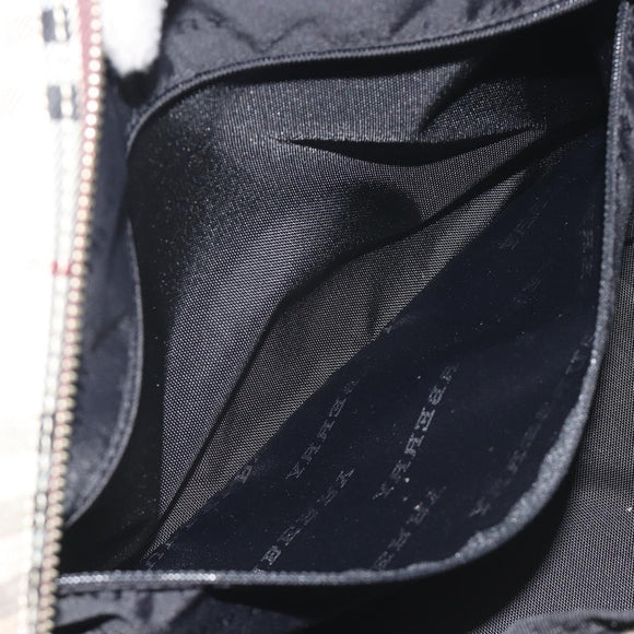 BURBERRY Nova Check Hand Bag Canvas Beige Silver Auth 198703A