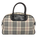 BURBERRY Nova Check Hand Bag Canvas Beige Silver Auth 198703A-2