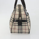 BURBERRY Nova Check Hand Bag Canvas Beige Silver Auth 198703A-4