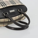 BURBERRY Nova Check Hand Bag Canvas Beige Silver Auth 198703A-7