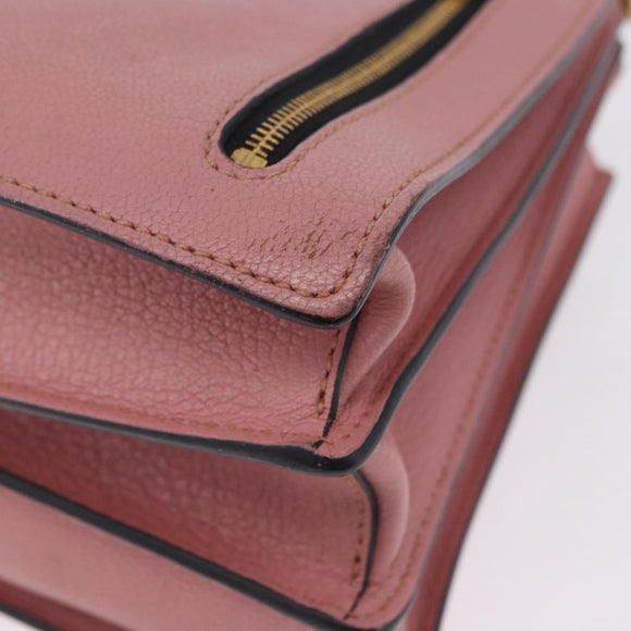 Miu Miu Hand Bag Leather 2way Pink Gold Auth 198705A