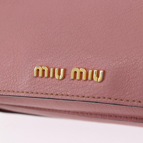 Miu Miu Hand Bag Leather 2way Pink Gold Auth 198705A