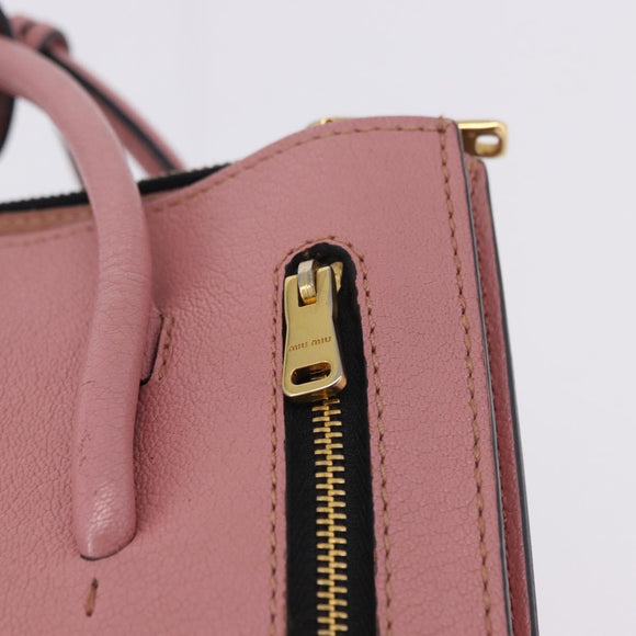 Miu Miu Hand Bag Leather 2way Pink Gold Auth 198705A