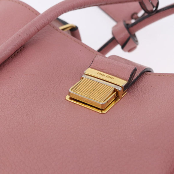 Miu Miu Hand Bag Leather 2way Pink Gold Auth 198705A