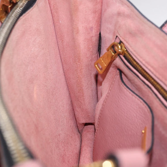 Miu Miu Hand Bag Leather 2way Pink Gold Auth 198705A