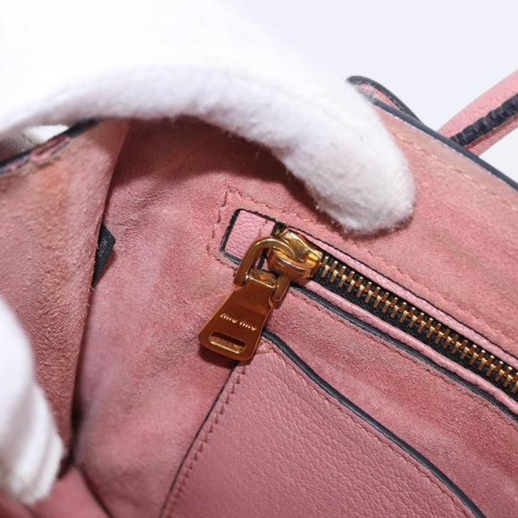 Miu Miu Hand Bag Leather 2way Pink Gold Auth 198705A