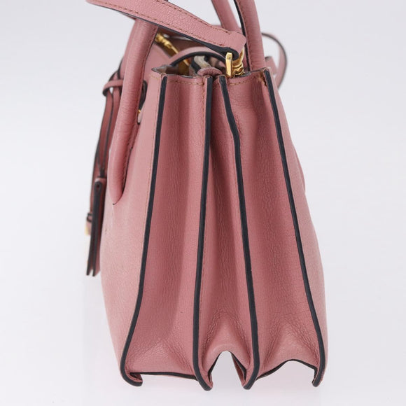 Miu Miu Hand Bag Leather 2way Pink Gold Auth 198705A