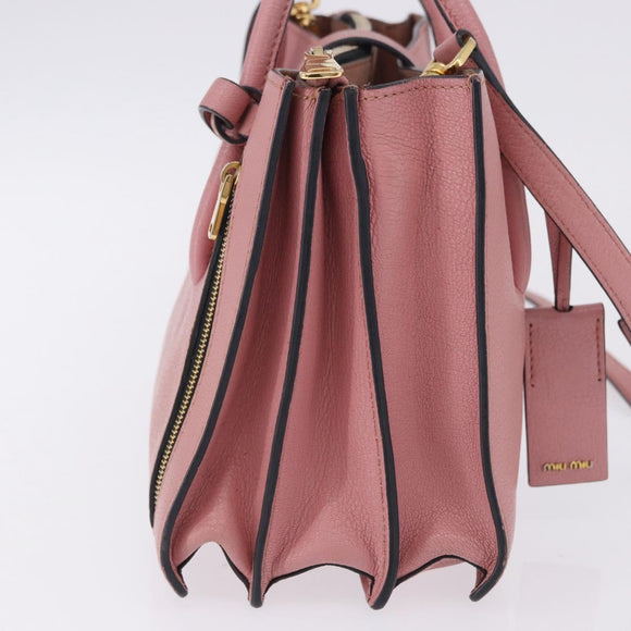 Miu Miu Hand Bag Leather 2way Pink Gold Auth 198705A