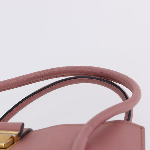 Miu Miu Hand Bag Leather 2way Pink Gold Auth 198705A