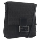 FENDI Zucchino Canvas Mamma Baguette Shoulder Bag Black Auth 198707A-1