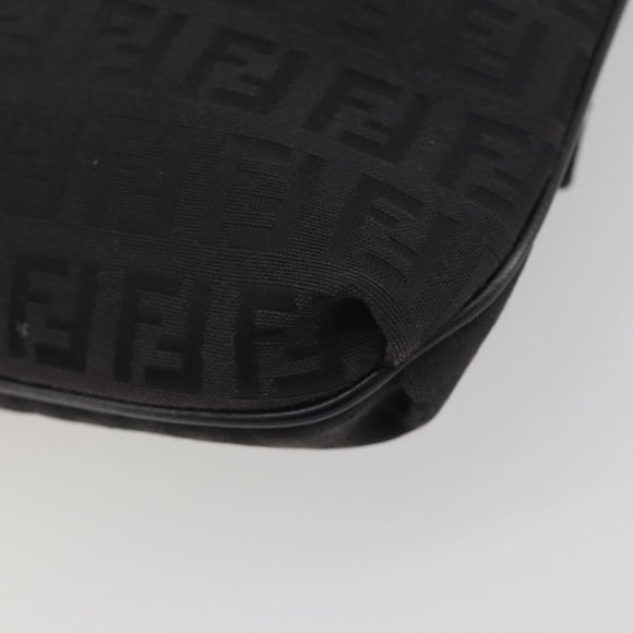 FENDI Zucchino Canvas Mamma Baguette Shoulder Bag Black Auth 198707A