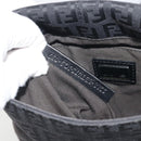 FENDI Zucchino Canvas Mamma Baguette Shoulder Bag Black Auth 198707A-12