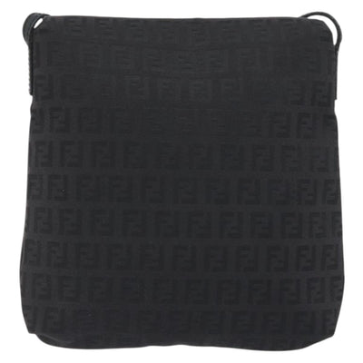 FENDI Zucchino Canvas Mamma Baguette Shoulder Bag Black Auth 198707A - 0