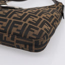FENDI Zucca Canvas Mamma Baguette Shoulder Bag Brown Black Auth 198708V-14