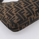 FENDI Zucca Canvas Mamma Baguette Shoulder Bag Brown Black Auth 198708V-15