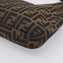 FENDI Zucca Canvas Mamma Baguette Shoulder Bag Brown Black Auth 198708V-16