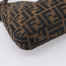 FENDI Zucca Canvas Mamma Baguette Shoulder Bag Brown Black Auth 198708V-9