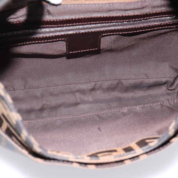 FENDI Zucca Canvas Mamma Baguette Shoulder Bag Brown Black Auth 198708V