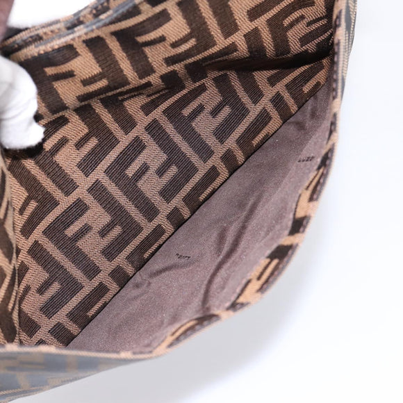 FENDI Zucca Canvas Mamma Baguette Shoulder Bag Brown Black Auth 198708V