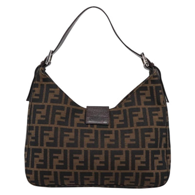 FENDI Zucca Canvas Mamma Baguette Shoulder Bag Brown Black Auth 198708V - 0