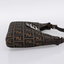 FENDI Zucca Canvas Mamma Baguette Shoulder Bag Brown Black Auth 198708V-4