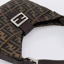 FENDI Zucca Canvas Mamma Baguette Shoulder Bag Brown Black Auth 198708V-6