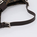 FENDI Zucca Canvas Mamma Baguette Shoulder Bag Brown Black Auth 198708V-7