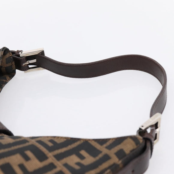 FENDI Zucca Canvas Mamma Baguette Shoulder Bag Brown Black Auth 198708V