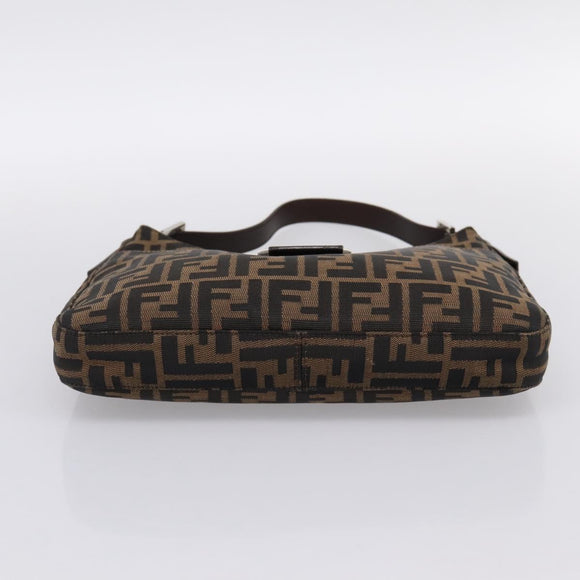 FENDI Zucca Canvas Mamma Baguette Shoulder Bag Brown Black Auth 198708V