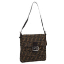 FENDI Zucca Canvas Mamma Baguette Shoulder Bag Brown Black Auth 198709A-1