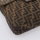 FENDI Zucca Canvas Mamma Baguette Shoulder Bag Brown Black Auth 198709A-15