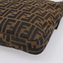 FENDI Zucca Canvas Mamma Baguette Shoulder Bag Brown Black Auth 198709A-16