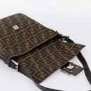 FENDI Zucca Canvas Mamma Baguette Shoulder Bag Brown Black Auth 198709A-17