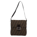 FENDI Zucca Canvas Mamma Baguette Shoulder Bag Brown Black Auth 198709A-13