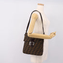 FENDI Zucca Canvas Mamma Baguette Shoulder Bag Brown Black Auth 198709A-23