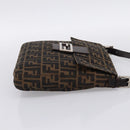 FENDI Zucca Canvas Mamma Baguette Shoulder Bag Brown Black Auth 198709A-4