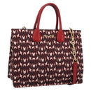 Miu Miu Chain Shoulder Bag Canvas 2way Red Gold Auth 198710A-1