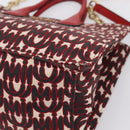 Miu Miu Chain Shoulder Bag Canvas 2way Red Gold Auth 198710A-14