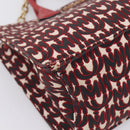 Miu Miu Chain Shoulder Bag Canvas 2way Red Gold Auth 198710A-15