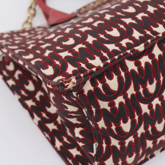Miu Miu Chain Shoulder Bag Canvas 2way Red Gold Auth 198710A