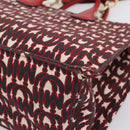 Miu Miu Chain Shoulder Bag Canvas 2way Red Gold Auth 198710A-16